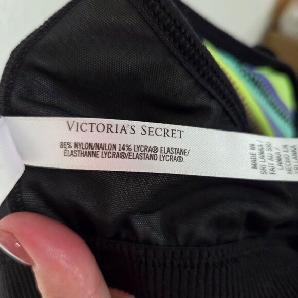 Victorias Secret US Sz 36C VSX Multicolor Zigzag Pattern Zip Front Sports Bra - Picture 7 of 8